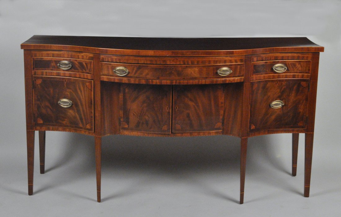 Hepplewhite Style Inlaid Serpentine Sideboard (1 of 6)