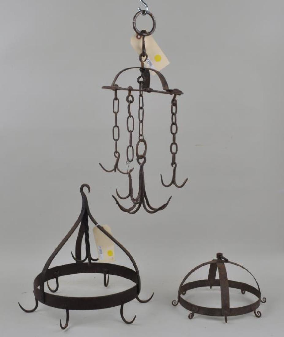 Three Antique Wrought Iron Hanging Racks (1 of 2)
