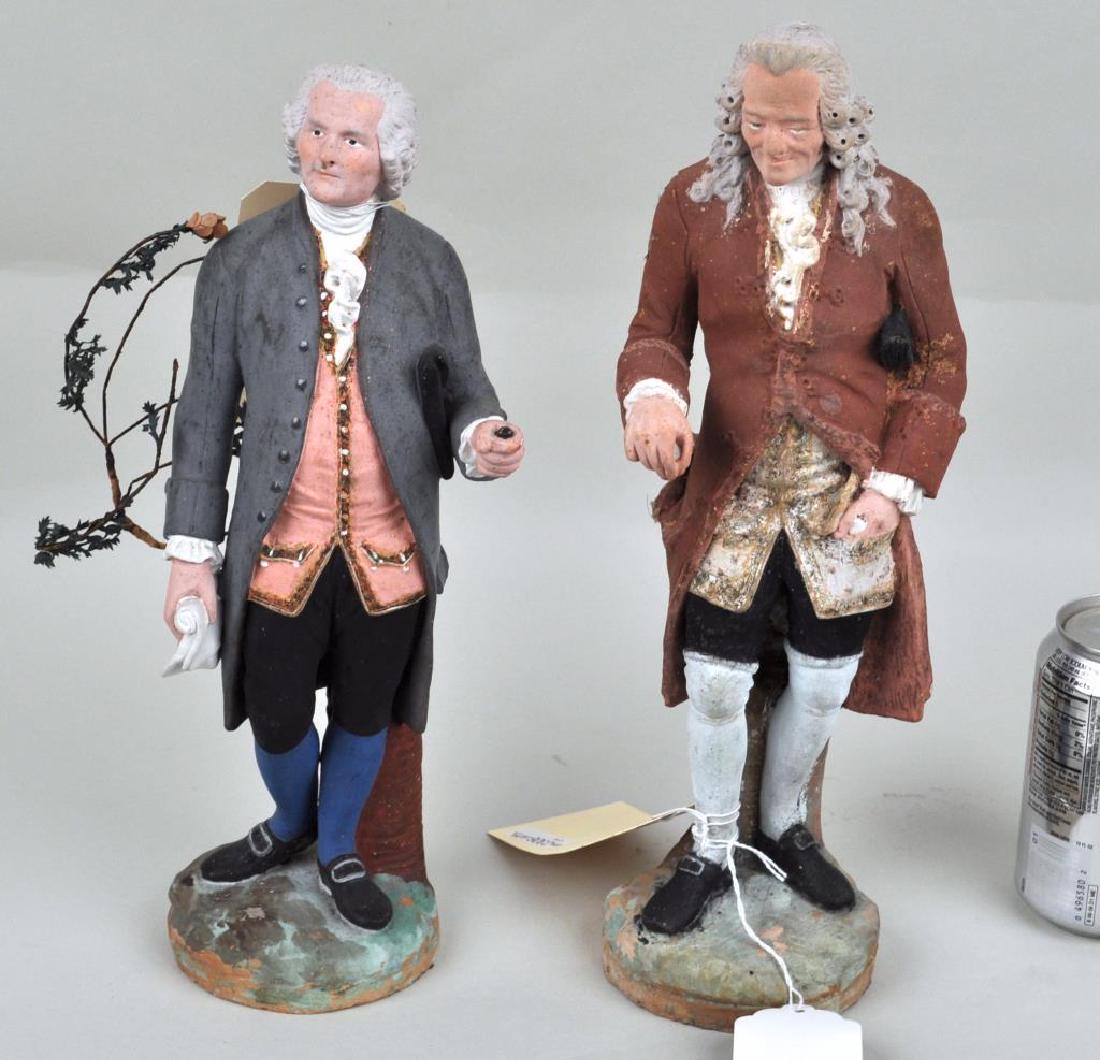 Painted Terracotta Figures, Rousseau & Voltaire (1 of 6)