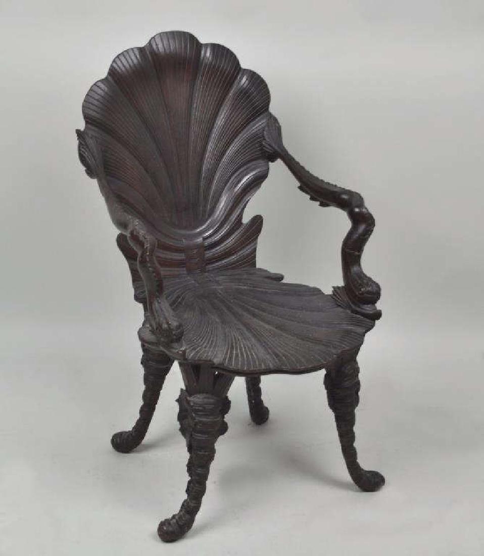 Venetian Carved Wood Grotto Armchair (1 of 9)