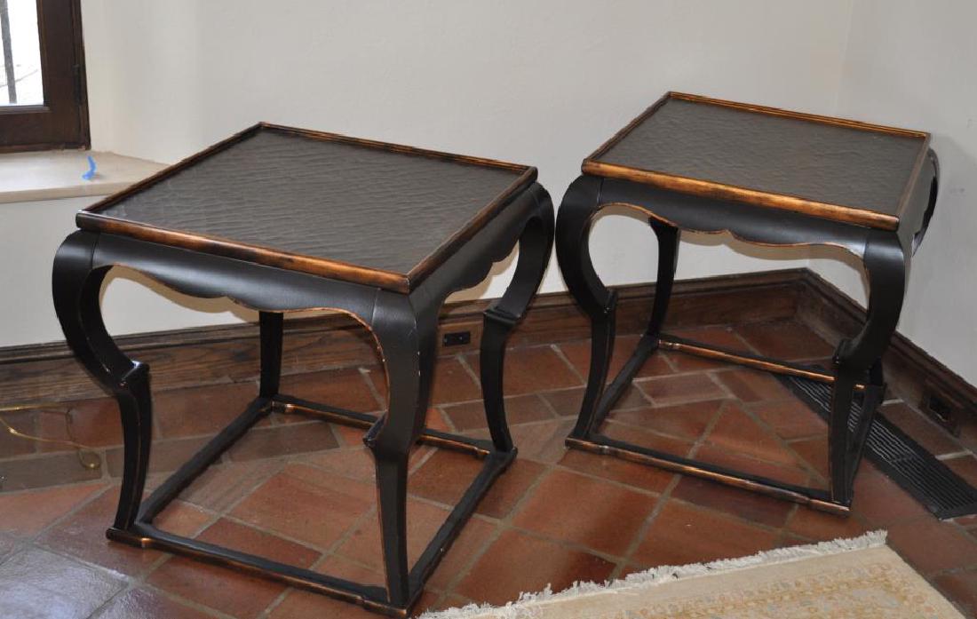 Pair Asian Style Painted End Tables (1 of 3)