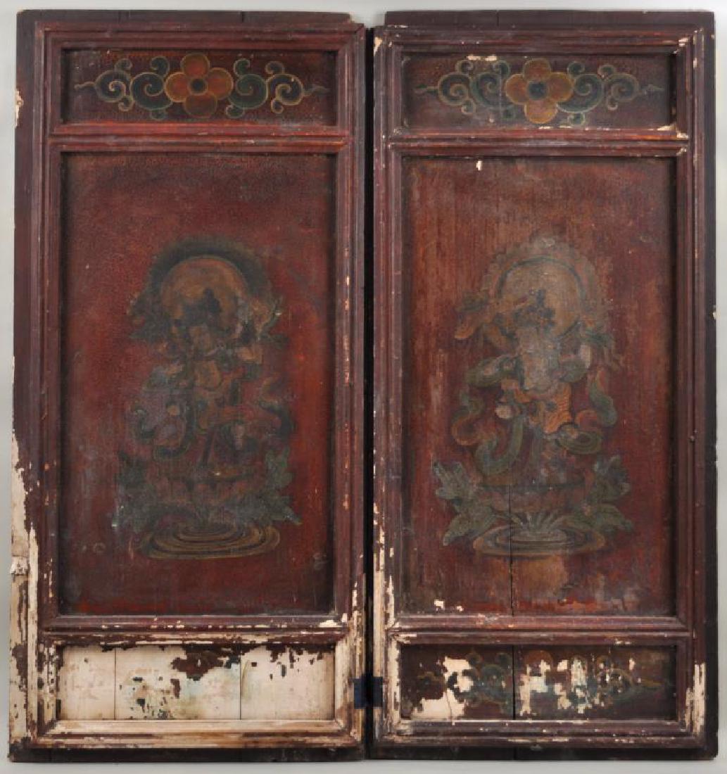 Pair Asian Polychrome Wood Doors (1 of 5)