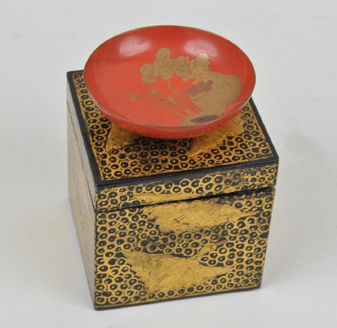 Japanese Lacquer Tea Box & Small Dish (1 of 7)