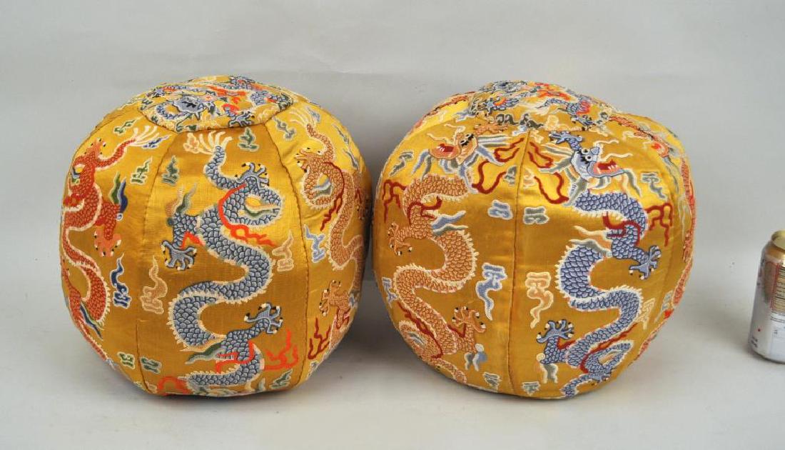 Pair Chinese Embroidered Silk Dragon Pillows (1 of 4)
