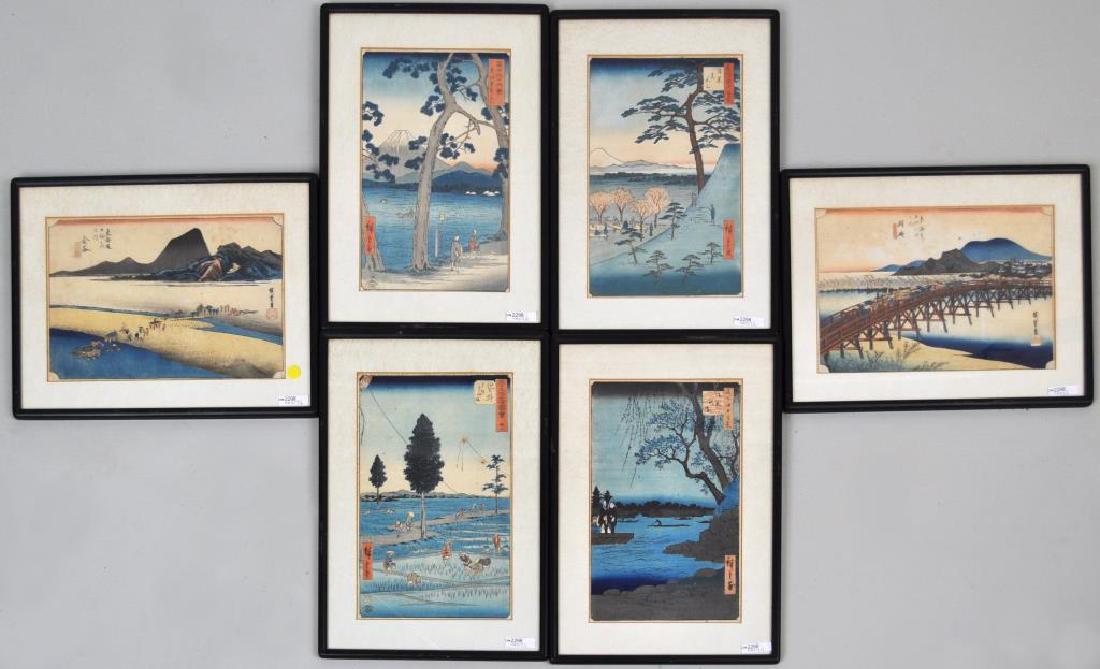 Group of Six Japanese W/B Prints by Hokusai (1 of 7)