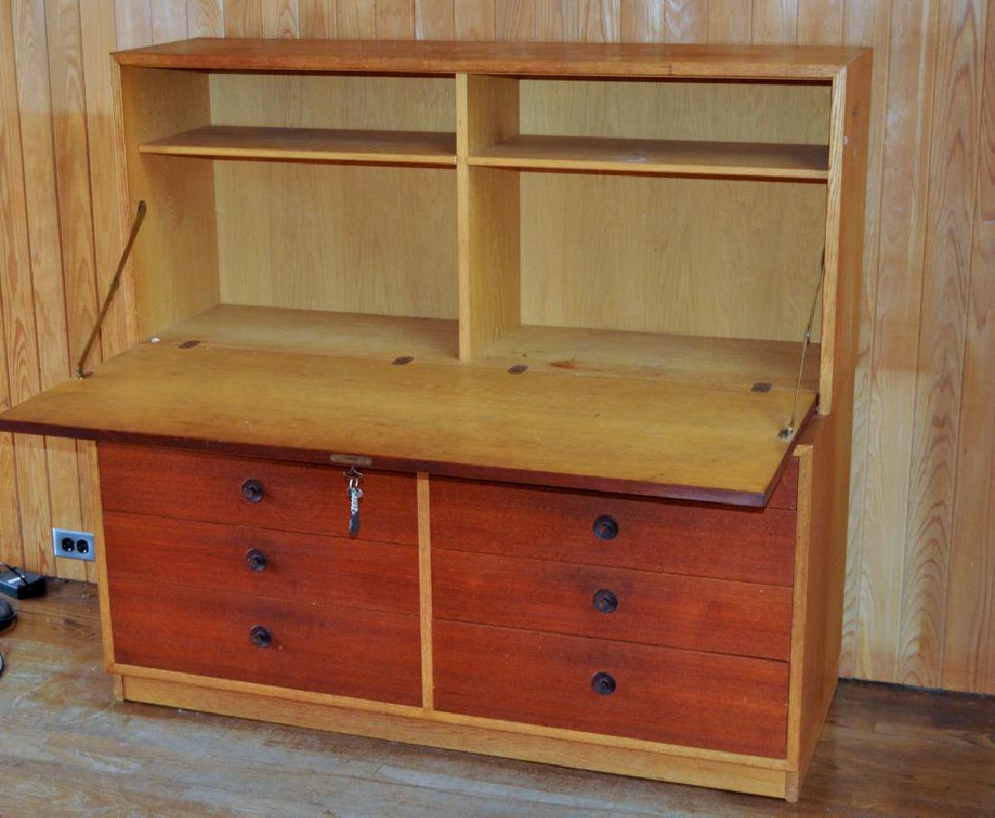 Danish Modern Two Part Walnut Drop Front Desk (1 of 4)