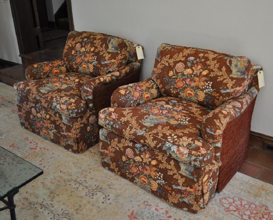 Pair Designer Contemporary Upholstered Club Chairs (1 of 2)