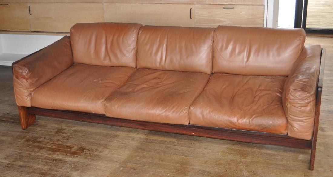 Sergio Rodrigues Leather Upholstered Rosewood Sofa (1 of 5)