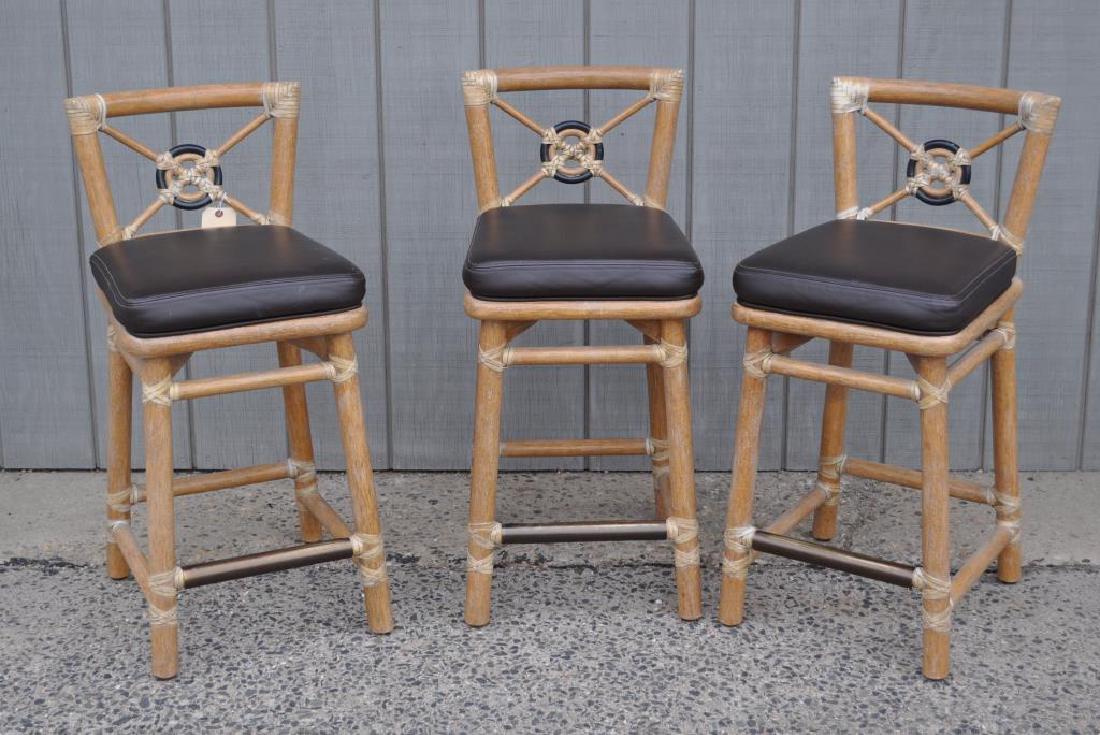 Three McGuire Rattan Bar Stools (1 of 3)