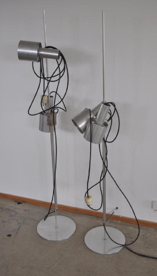 Pair Brushed Chrome Two Light Standing Lamps (1 of 3)
