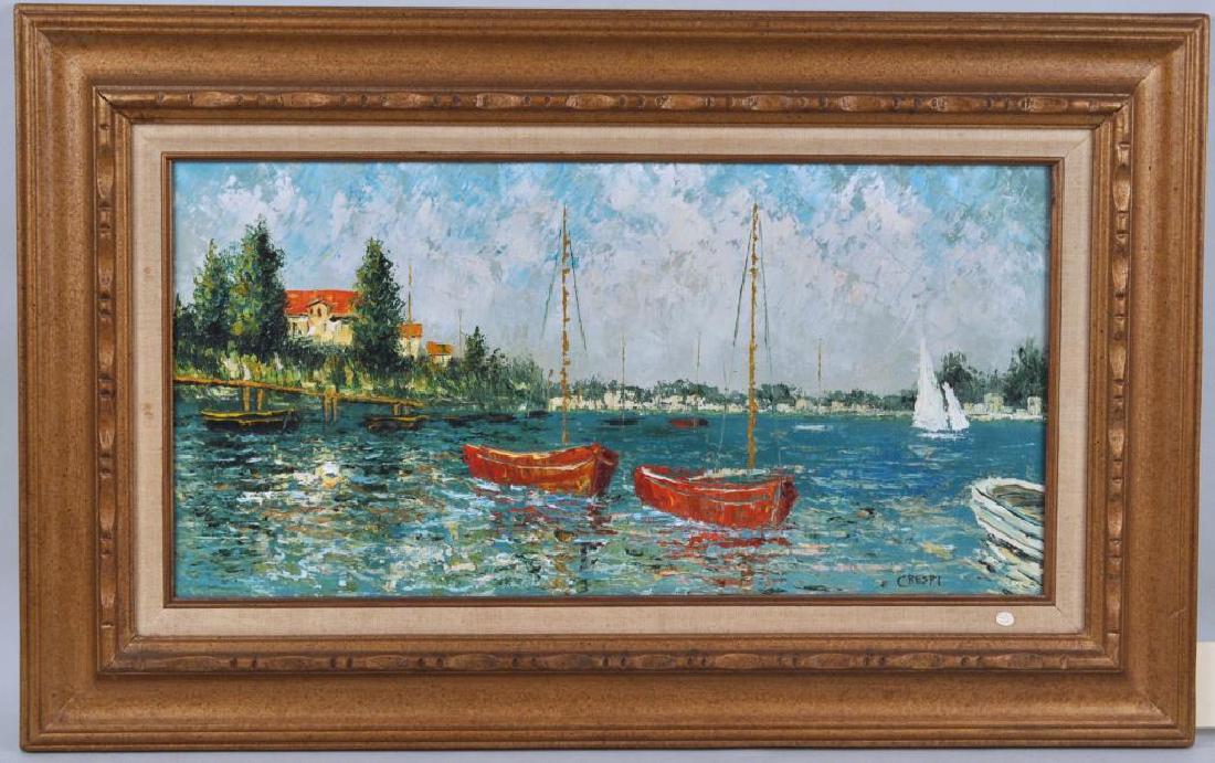 Framed O/C Harbor Scene "Crespi" (1 of 2)