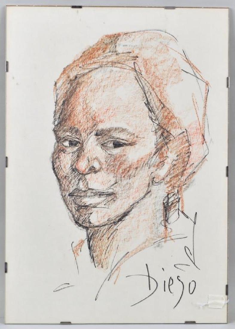 Antonio Diego Voci Ink/Pastel on Paper Portrait: (Italian, 1920-1985), signed. Framed, not examined out of frame. A few small spots. Frame size: 23 1/2" high, 16 1/2" wide. Provenance: Property of a CT Estate.