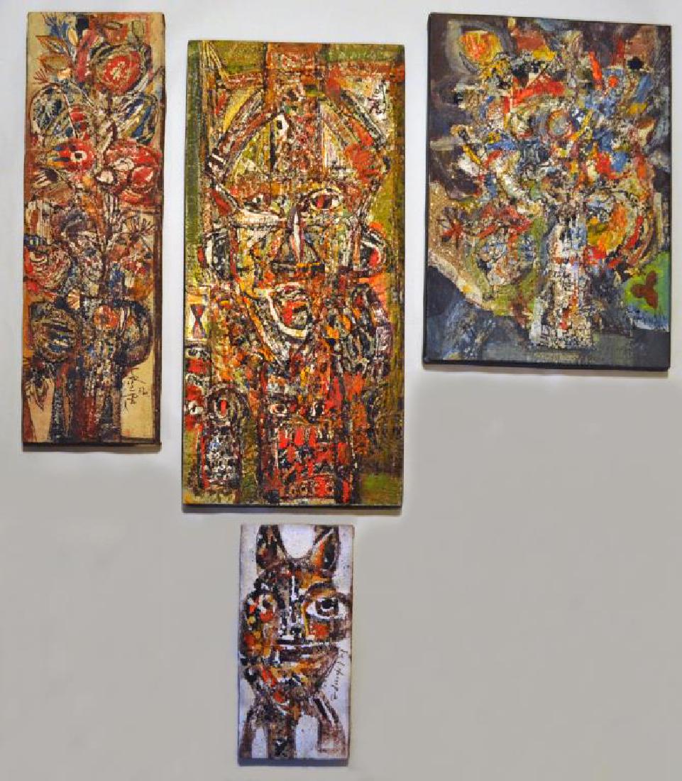 Group Four Mixed Media Sand Paintings (1 of 5)