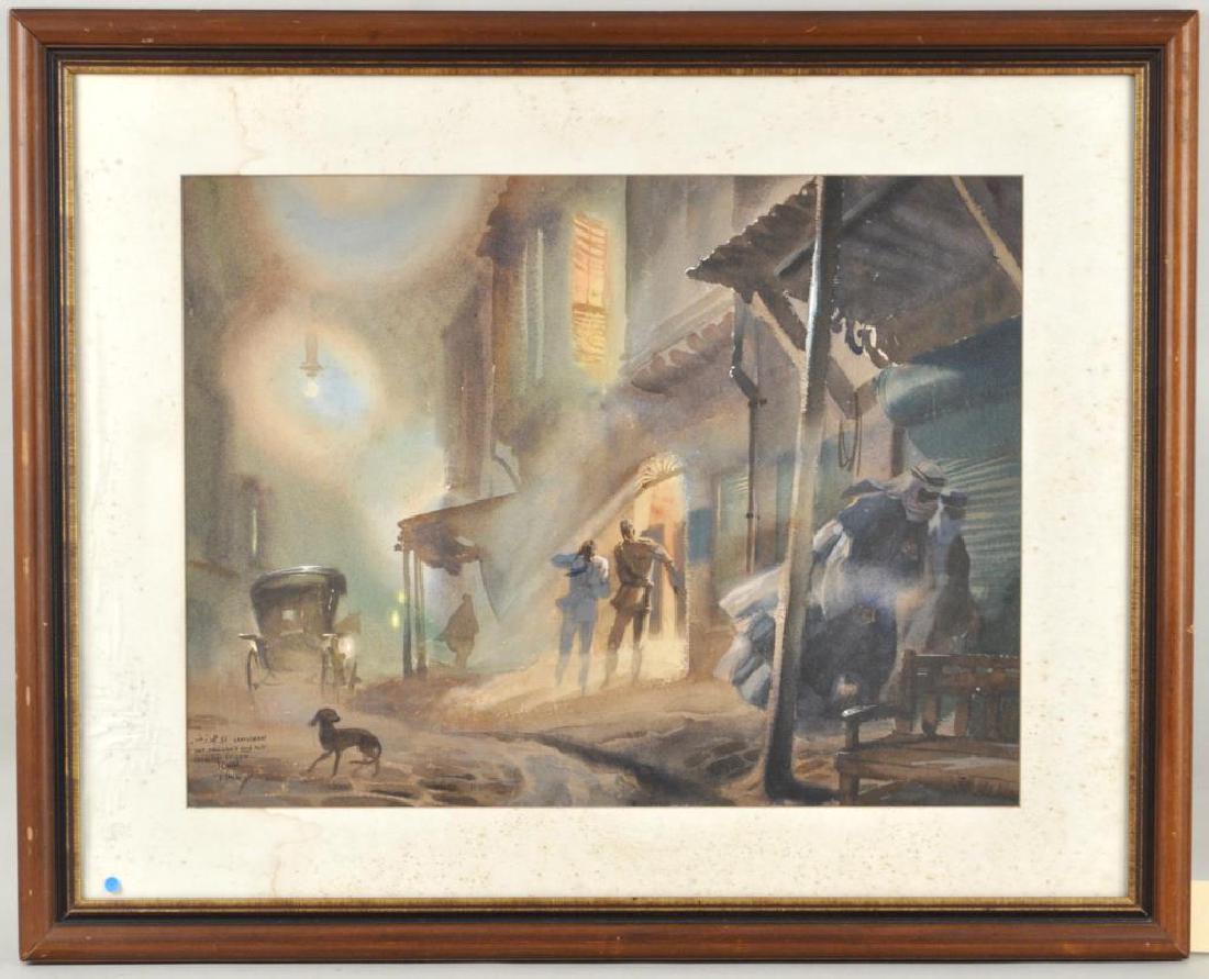 John Pike, W/C on Paper, Baghdad Scene (1 of 4)