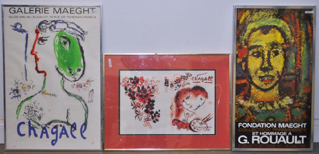 Two Maeght Framed Gallery Posters & Chagall Print (1 of 4)