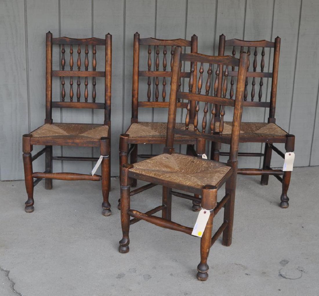 Set Four English Yorkshire Style Oak Dining Chairs (1 of 6)