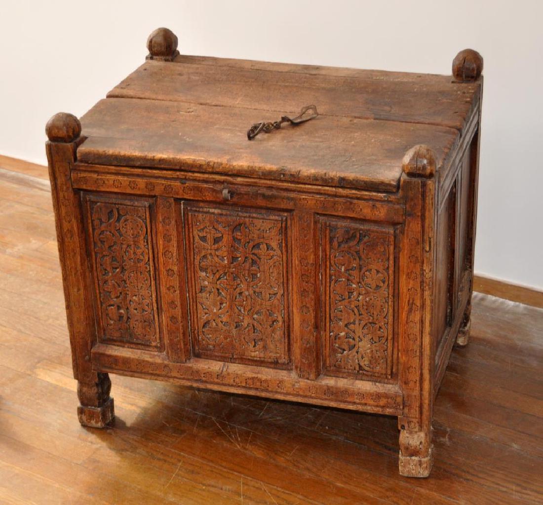Early Continental Carved Wood Storage Chest (1 of 3)