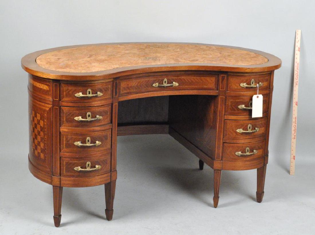 Kidney Shaped Satinwood Marquetry Writing Desk (1 of 6)