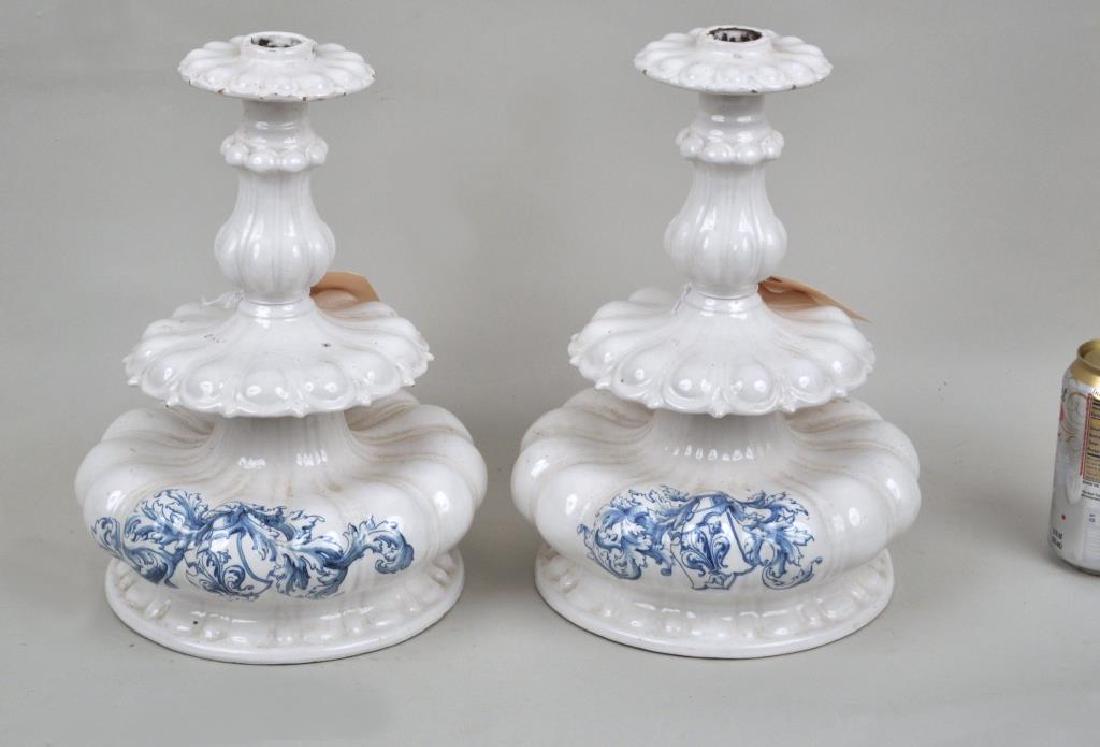 Pair Delft Baroque Style Candlesticks (1 of 7)