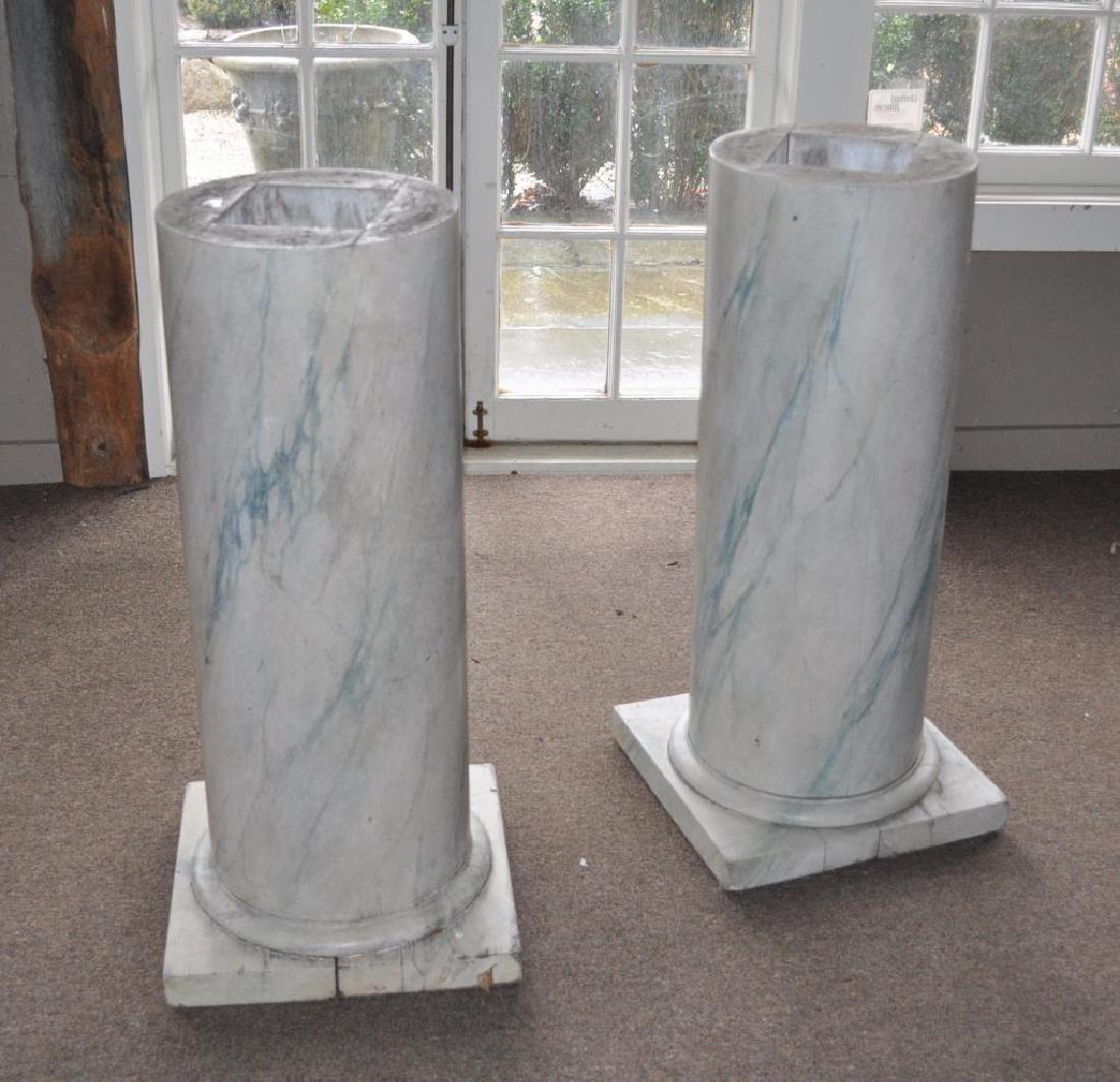 Pair Wood Faux Marble Column Form Pedestals (1 of 3)