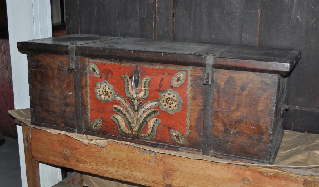 Northern European Painted Iron Bound Chest (1 of 4)