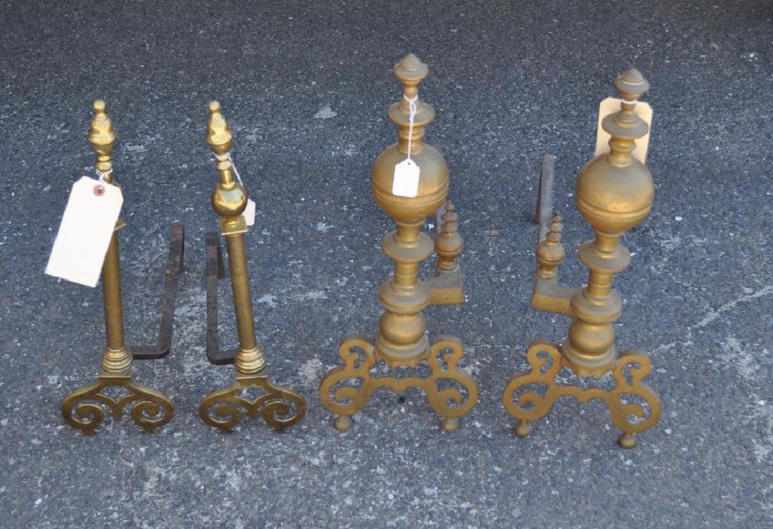 Two Pair Ball Top Brass Andirons (1 of 2)