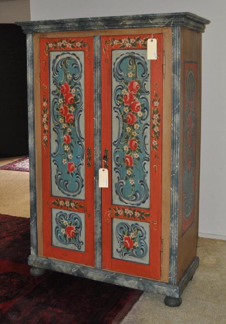 Floral Paint Decorated Bauernschrank Cupboard (1 of 6)