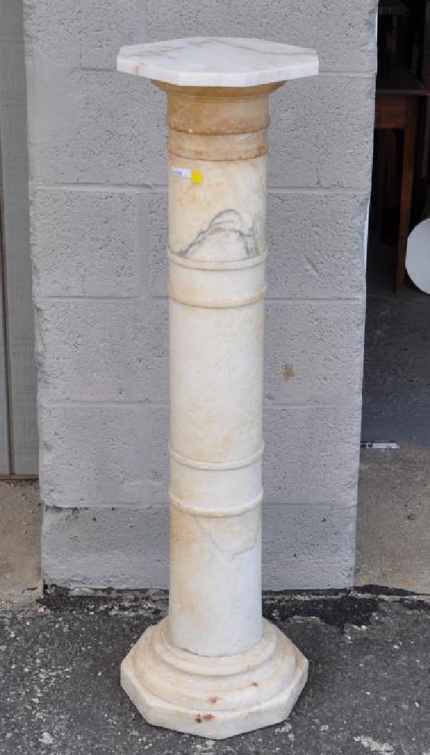 Carved Alabaster Column: 43" high, 11" wide, 11" deep. Later octagonal top. Provenance: Property of a CT Estate.