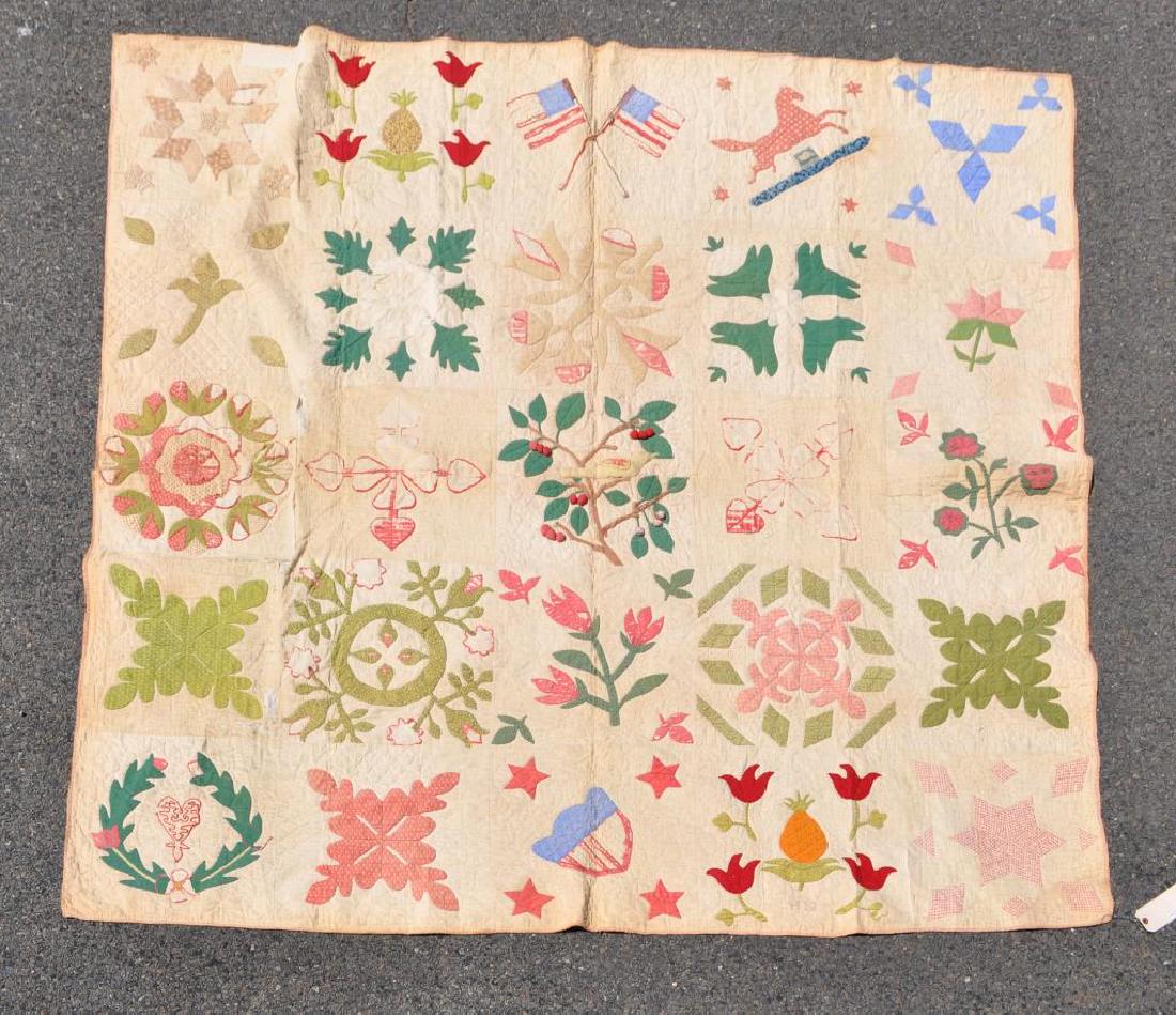 Signed Applique Sampler Quilt (1 of 9)