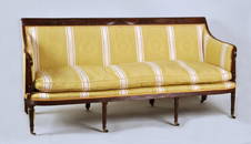 Duncan Phyfe Curved Arm Carved Mahogany Sofa