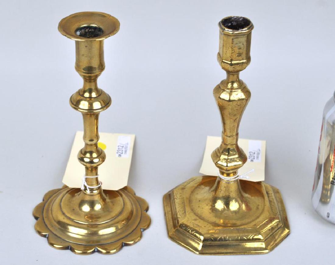 Two Early Queen Anne Brass Candlesticks (1 of 2)