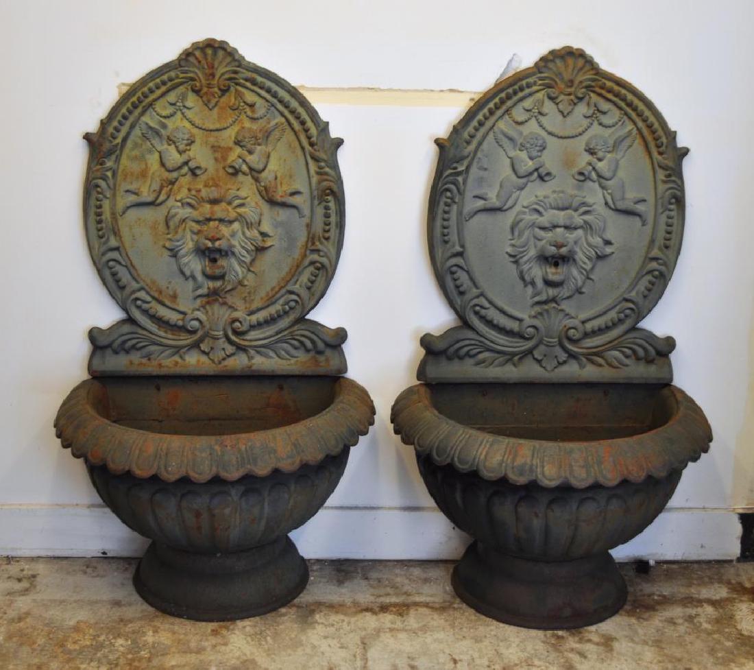 Pair Cast Iron Fountains/Planters w/Shaped Backs (1 of 3)
