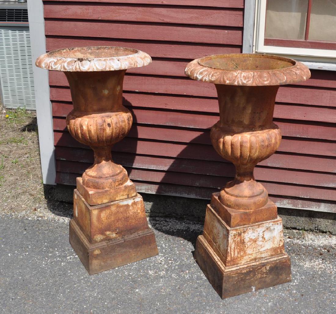 Large Pair Cast Iron Garden Urns/Plinths (1 of 4)