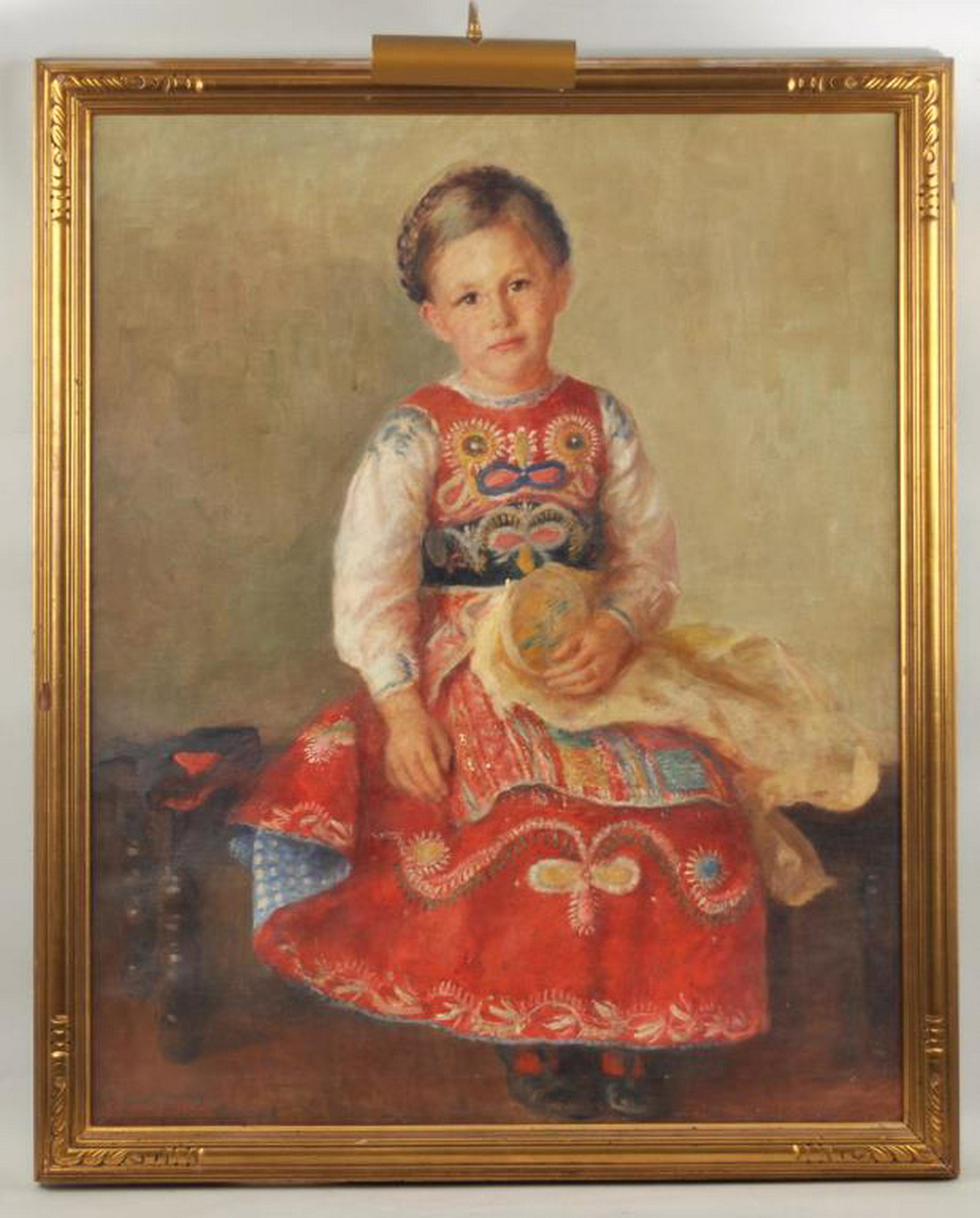 Geraldine Birch, O/C Portrait Of Young Girl: Geraldine Rose Birch (British 1883-1972), portrait of Tonia Hampson in European peasant dress, illustration for The Household Magazine cover page, November 1935. Signed lower left "Geraldine Birch". S