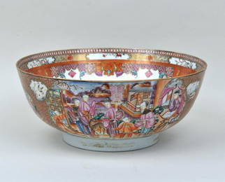 Large Chinese Export Rose Mandarin Bowl