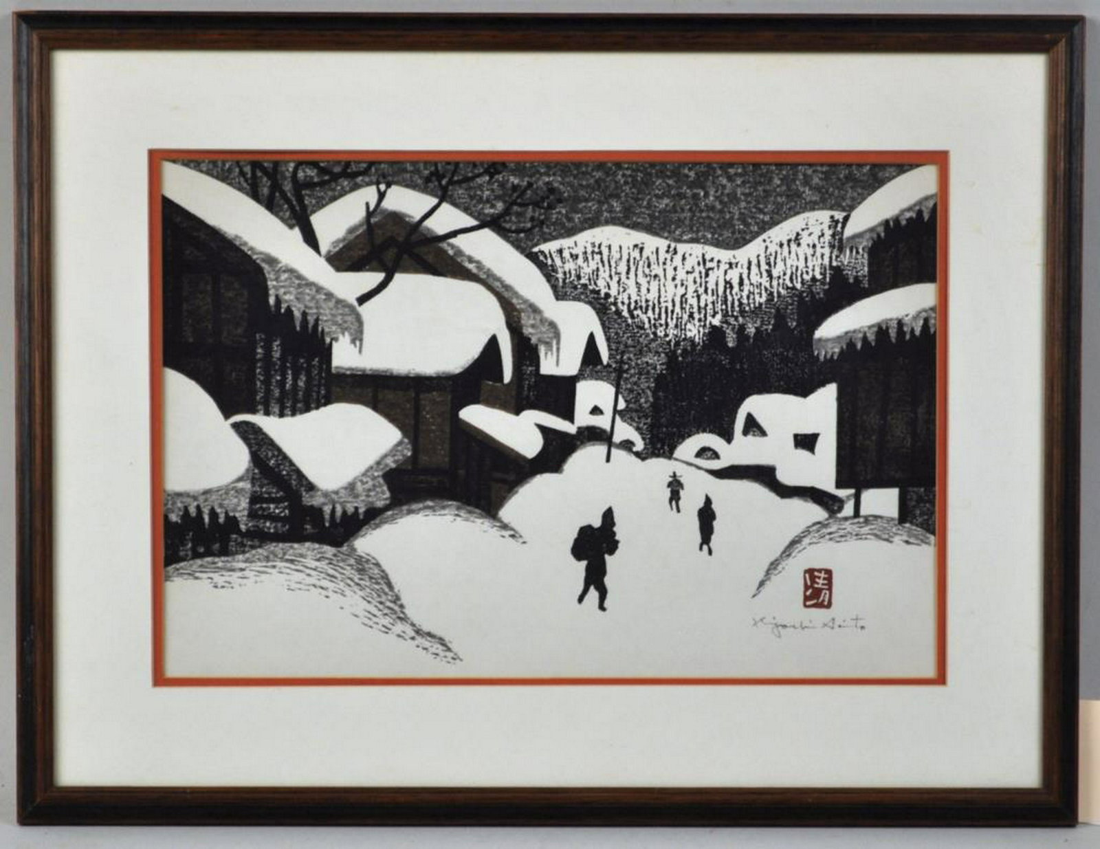 Japanese Woodblock, Kiyoshi Saito: Frame size: 15 1/2" high, 21" wide.