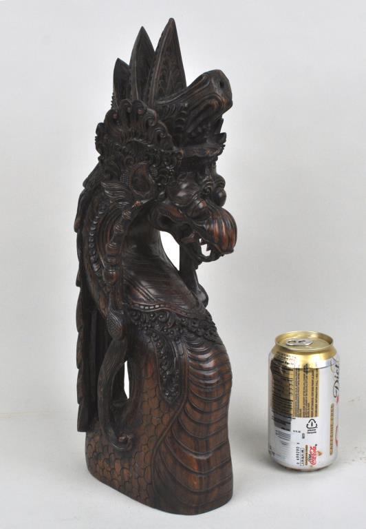 Balinese Carved Hardwood Dragon: 16 1/2" high.