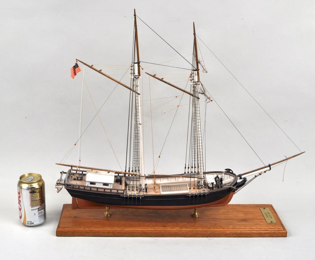 Ship Model "Eagle": painted wood with wood stand and brass plaque, "Eagle, Bath 1847." 21" high, 22" deep, 5 1/2" deep. Provenance: Property of a New Haven County CT Estate.