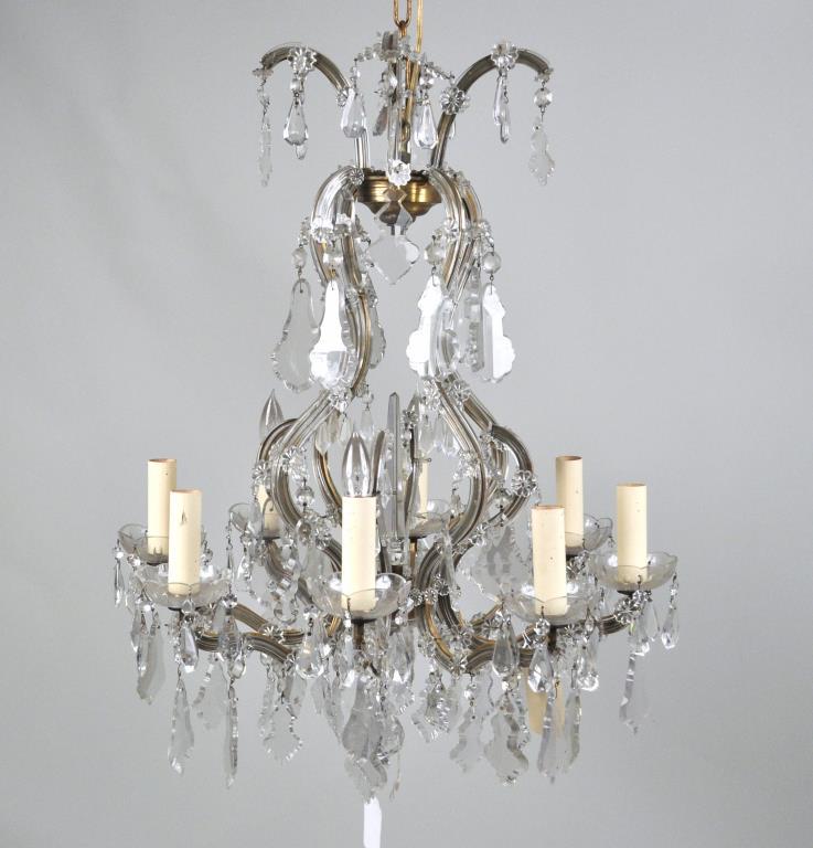 Venetian Glass Rococo Style 8 Light Chandelier: 31" high, 25" diameter. Electrified. Provenance: Property of a CT Estate.