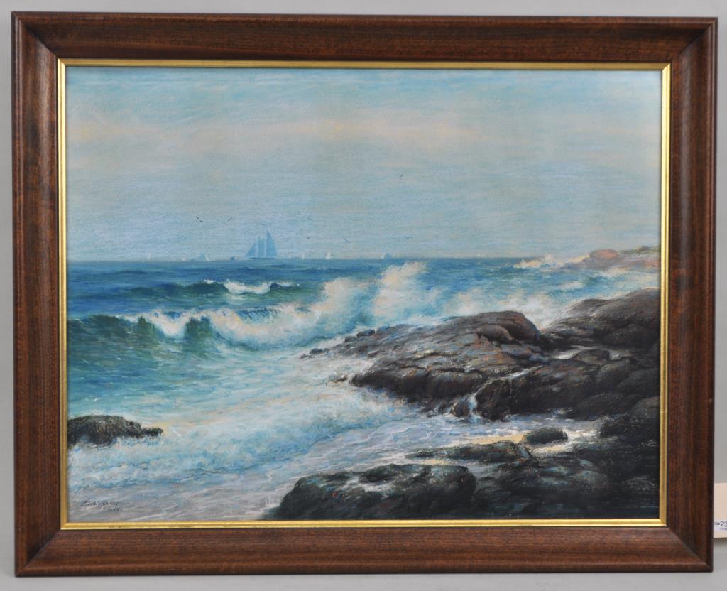 John Foster, Seascape, Rocky Coastal Scene. P/P: (American, 1865-1930), signed lower left and dated "1904." Framed, not examined out of frame. Frame size: 23 1/2" high, 29 1/2" wide.