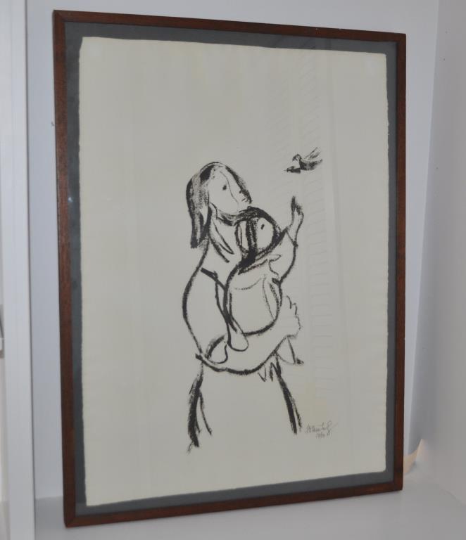 Frank Kleinholz, Silkscreen "The Robin": (American, 1901-1987), signed, #13/50, framed, not examined out of frame. Frame size: 33 3/4" high, 25" wide. A few small spots lower border.