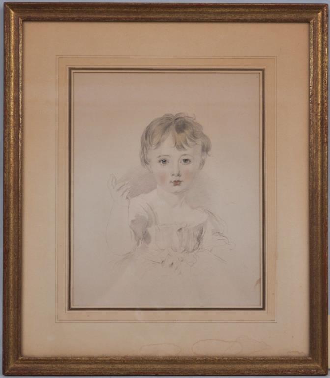 After Sir Thomas Lawrence, Portrait of Youth: print/lithograph of an unidentified youth, in the manner of Sir Thomas Lawrence (British 1769-1830), unsigned in a matted frame with label verso "E & A Milch, 108 West 57th Street, New York NY", sight
