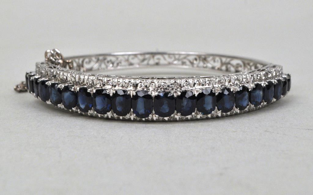 14K White Gold, Sapphire & Diamond Bracelet (1 of 5)