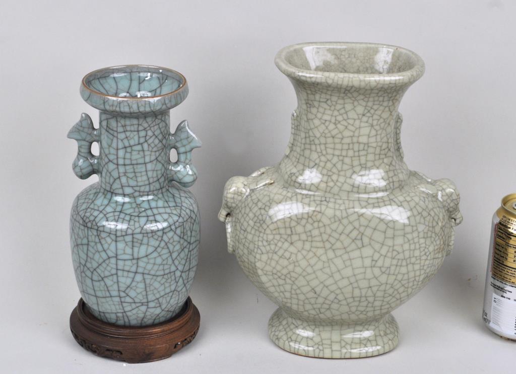 Two Chinese Porcelain Crackle Glaze Vases (1 of 4)