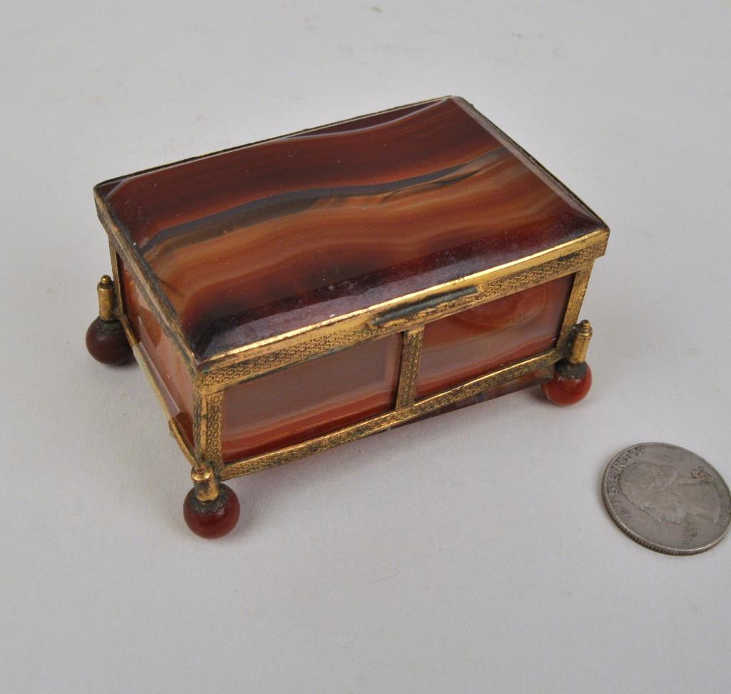 French Agate Brass Mounted Trinket Box (1 of 5)