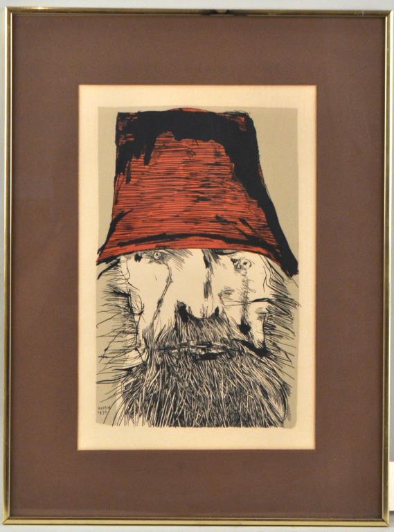 Leonard Baskin Litho, "Ahab with Hat" (1 of 2)