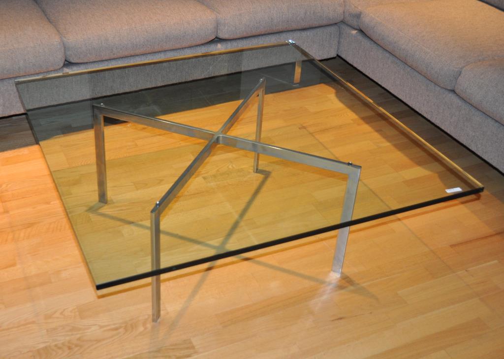 MCM Glass & Chrome Square Low Table (1 of 3)