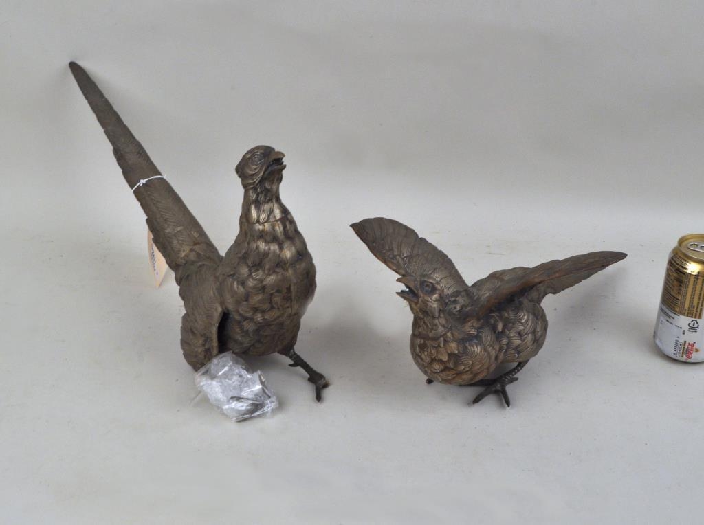 Pair Asian Brass Pheasant Figures (1 of 3)