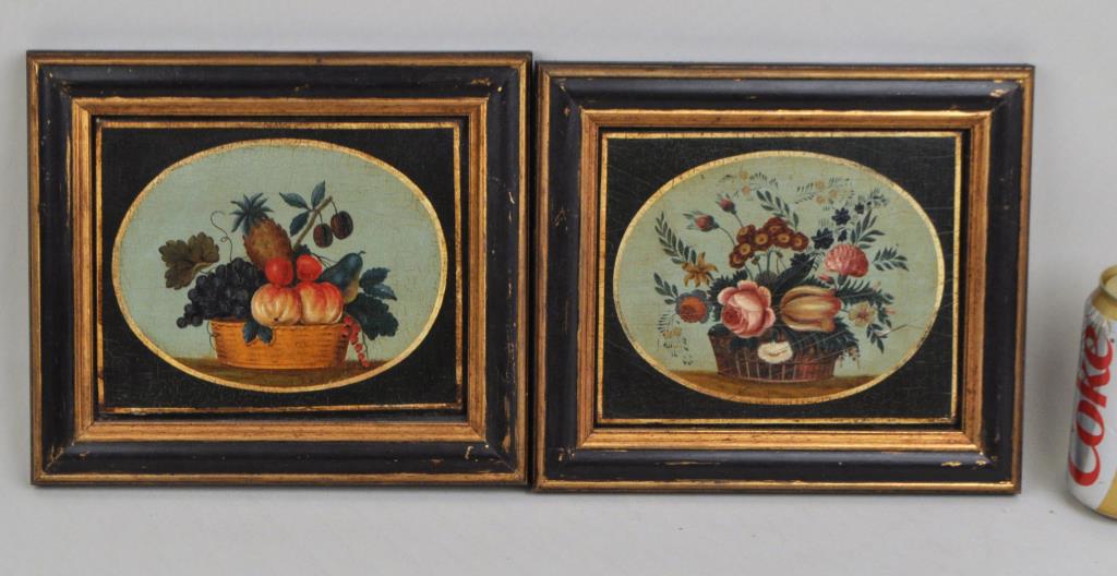 Pair Framed O/B Folk Still Life Paintings (1 of 4)