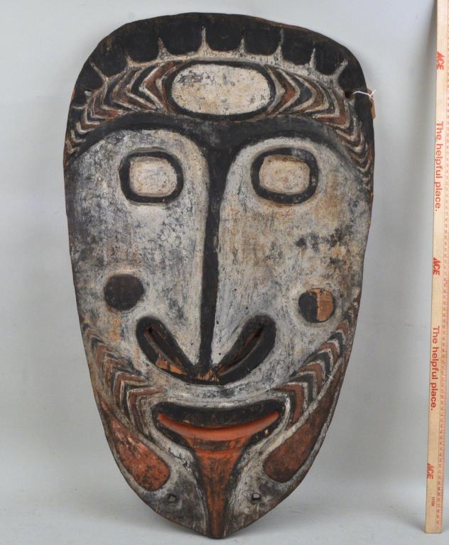 New Guinea Carved & Painted Mask Shield (1 of 2)